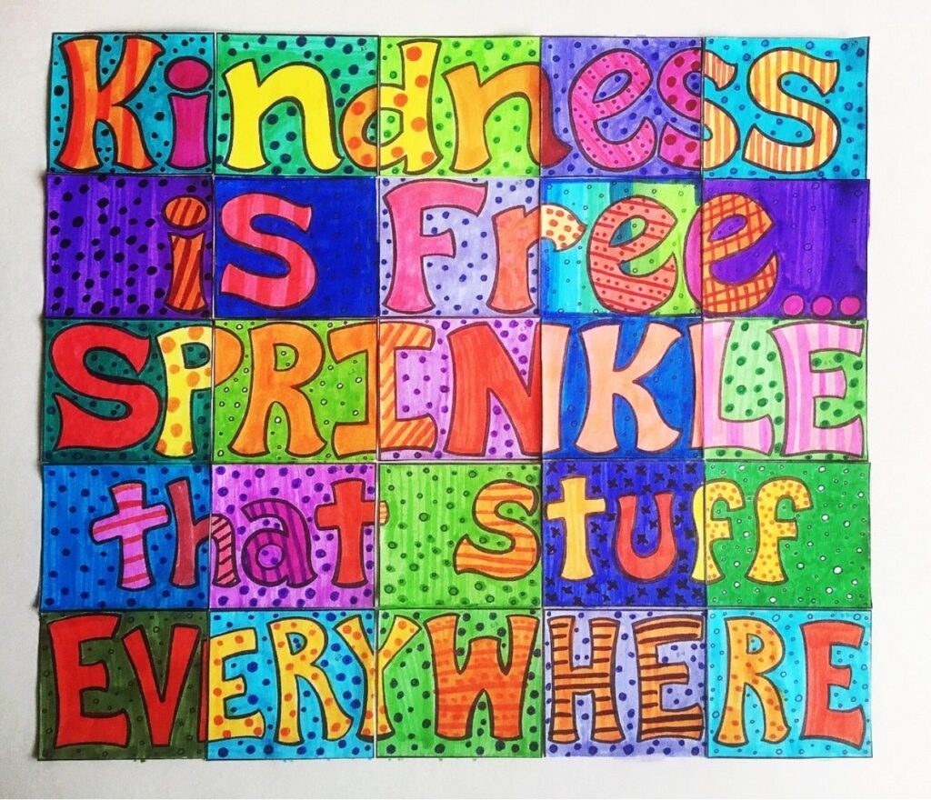 KINDNESS Is Free SPRINKLE That Stuff EVERYWHERE Color By Number 30 Pc Poster Collaborative Art Projects For Kids Collaborative Art Elementary Art Projects