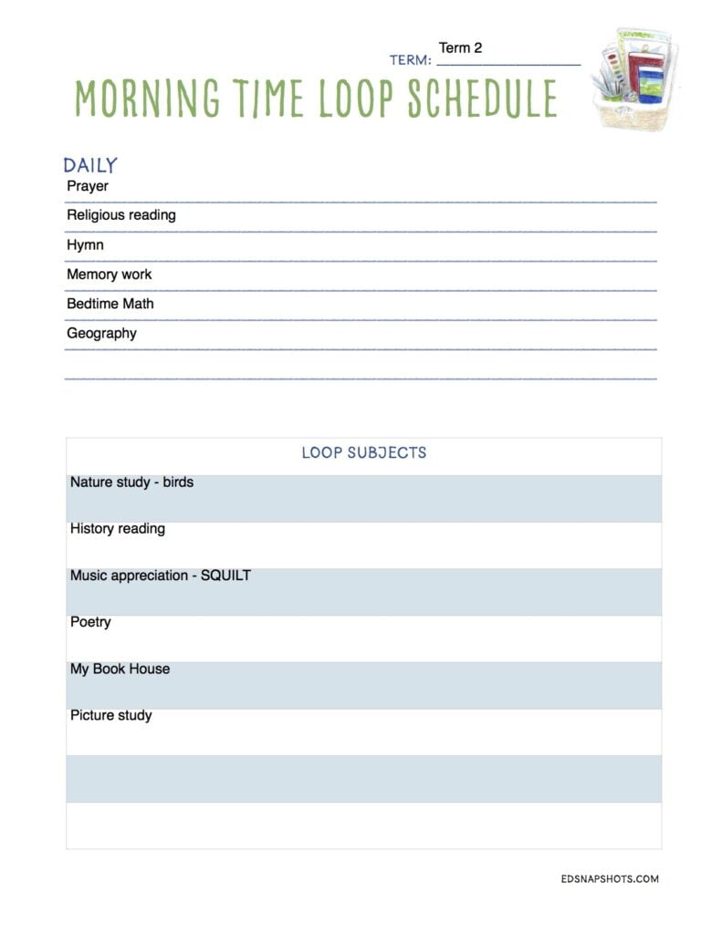 Loop Schedule For Morning Time Your Morning Basket