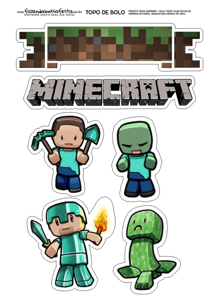 Minecraft Free Printable Cake Toppers Oh My Fiesta For Geeks