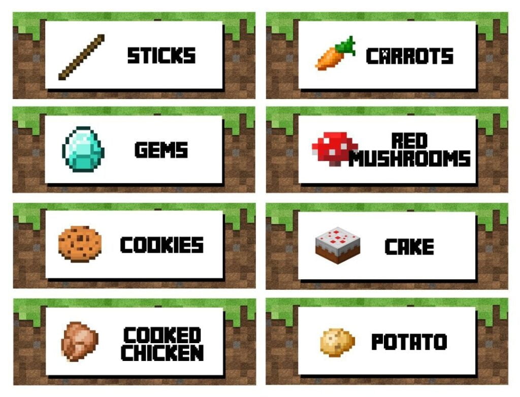 Minecraft Printable Food Labels Minecraft Food Labels Minecraft Food Minecraft Food Printables