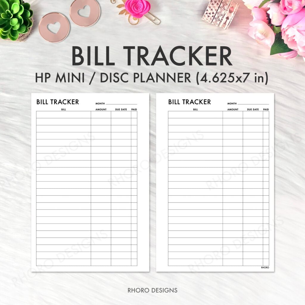 MINI Happy Planner Bill Tracker Printable Insert Bills Page Etsy sterreich