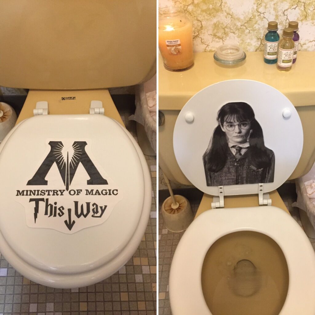 Ministry Of Magic This Way Moaning Myrtle Toilet Lid Decor Harry Pot Harry Potter Party Decorations Harry Potter Theme Party Harry Potter Halloween Party