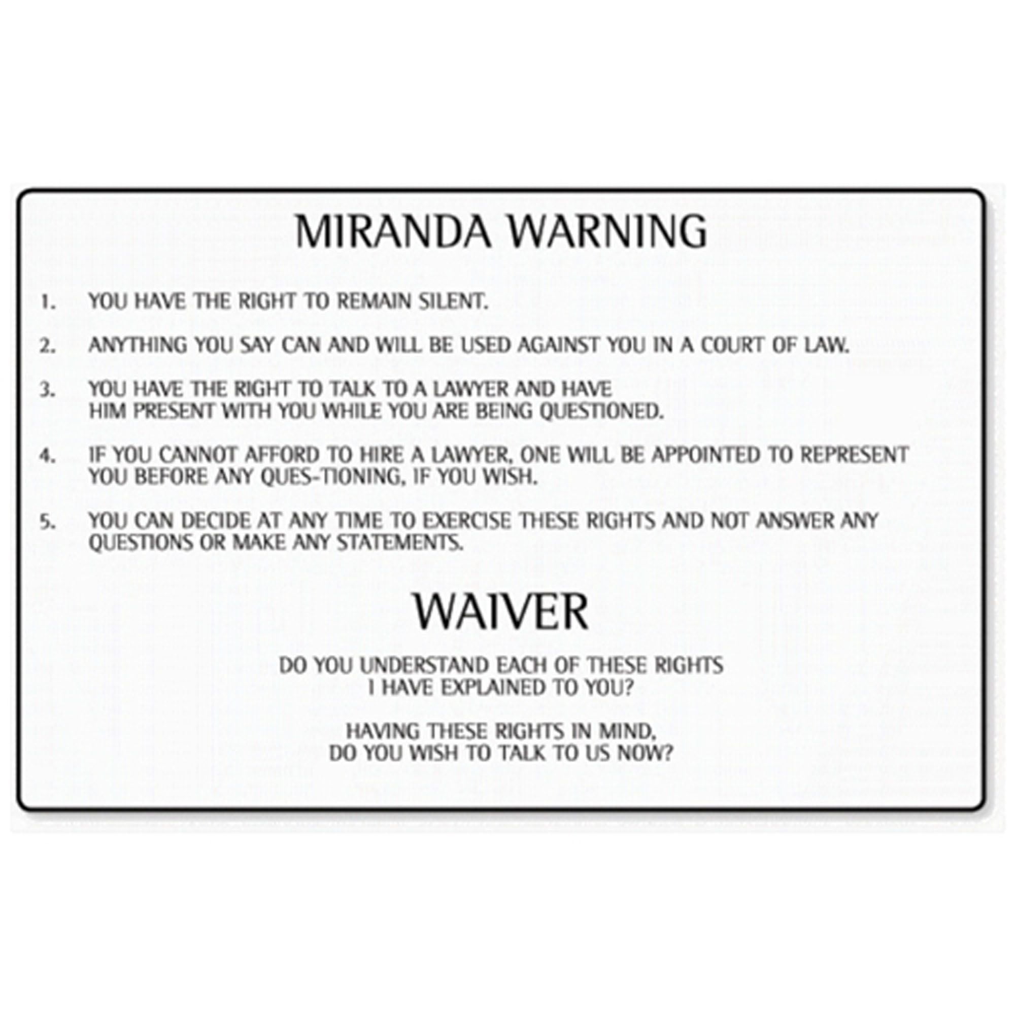 Printable Miranda Warning Card Free Printable Templates