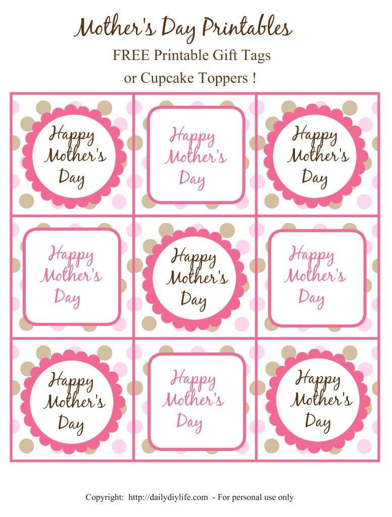Mother s Day FREE Printable Gift Tags Or Cupcake Toppers Free Printable Gift Tags Gift Tags Printable Free Printable Gifts