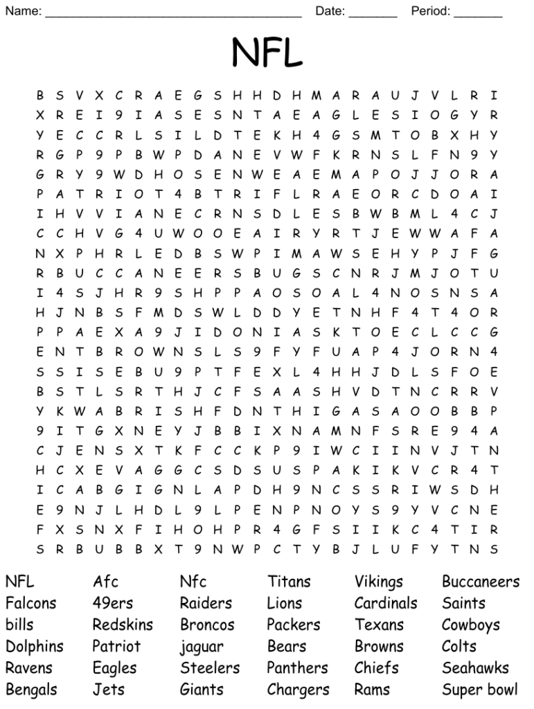 NFL Word Search WordMint