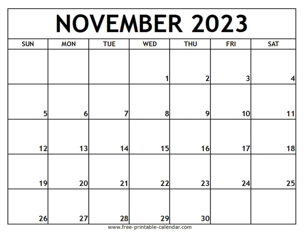 November 2023 Printable Calendar Free printable calendar