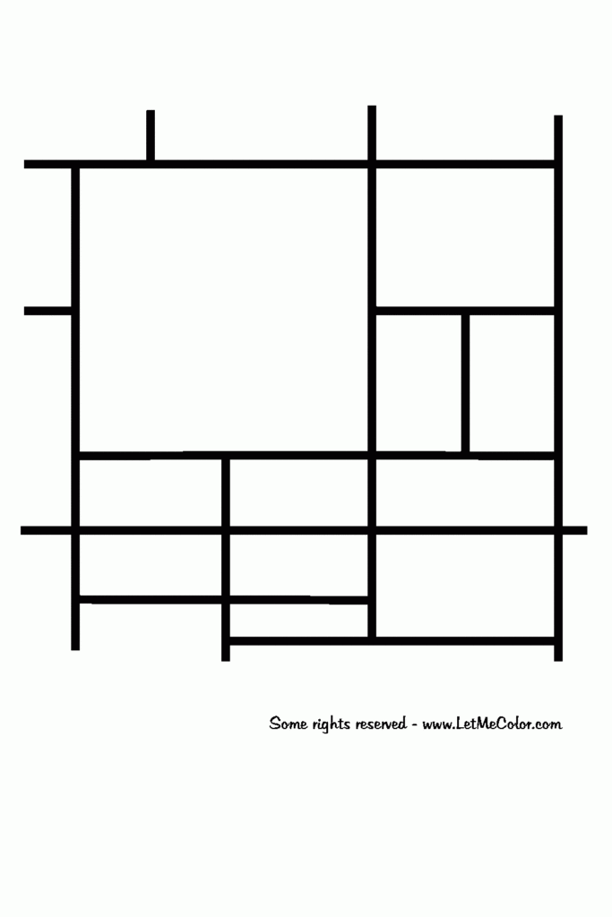 Painting Coloring Pages Mondrian s Composition With Large Red Plane LetMeColor