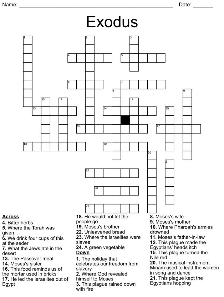 Passover Puzzle Crossword WordMint