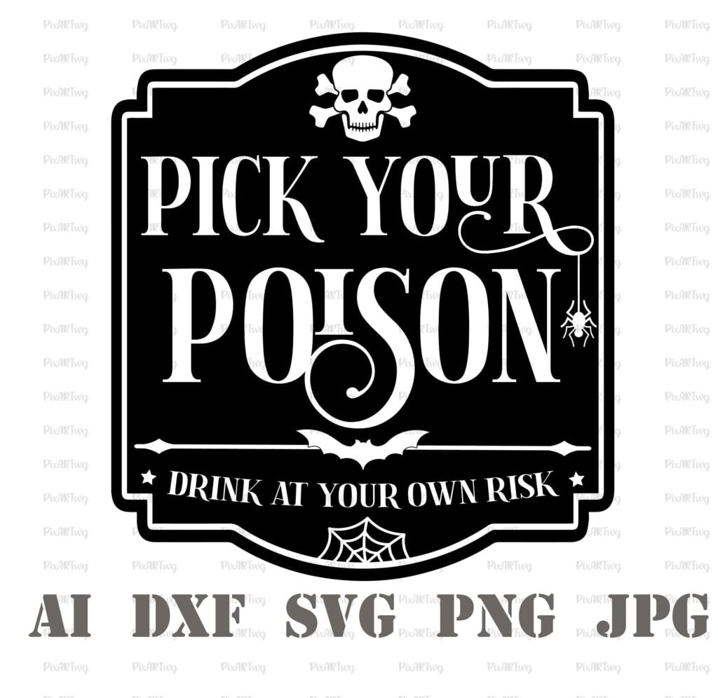 Pick Your Poison Svg Halloween Label Svg Hocus Pocus Svg Broom Etsy de
