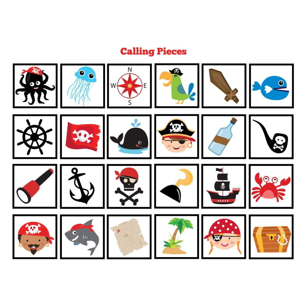 Pirate BINGO Game Kid s Printable Bingo Game Bingo Game For Kids Pirate Party Game Boys Pirate Bingo Instant Download