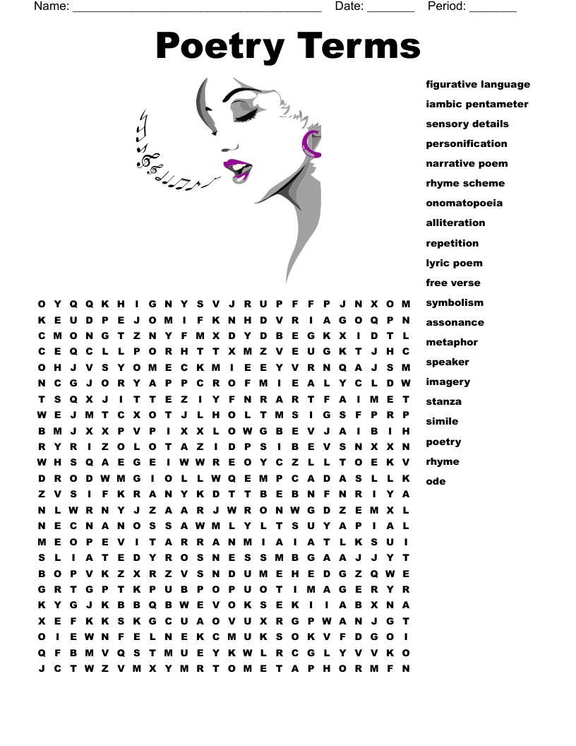 Poetry Word Search Printable Free Printable Templates