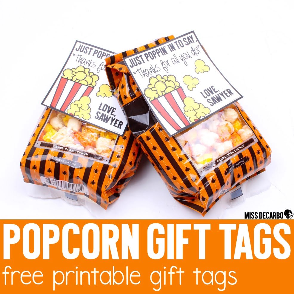Popcorn Gift Tags Miss DeCarbo