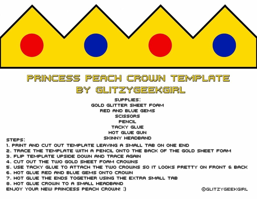 Princess Peach Costume Diy Crown Template Princess Peach