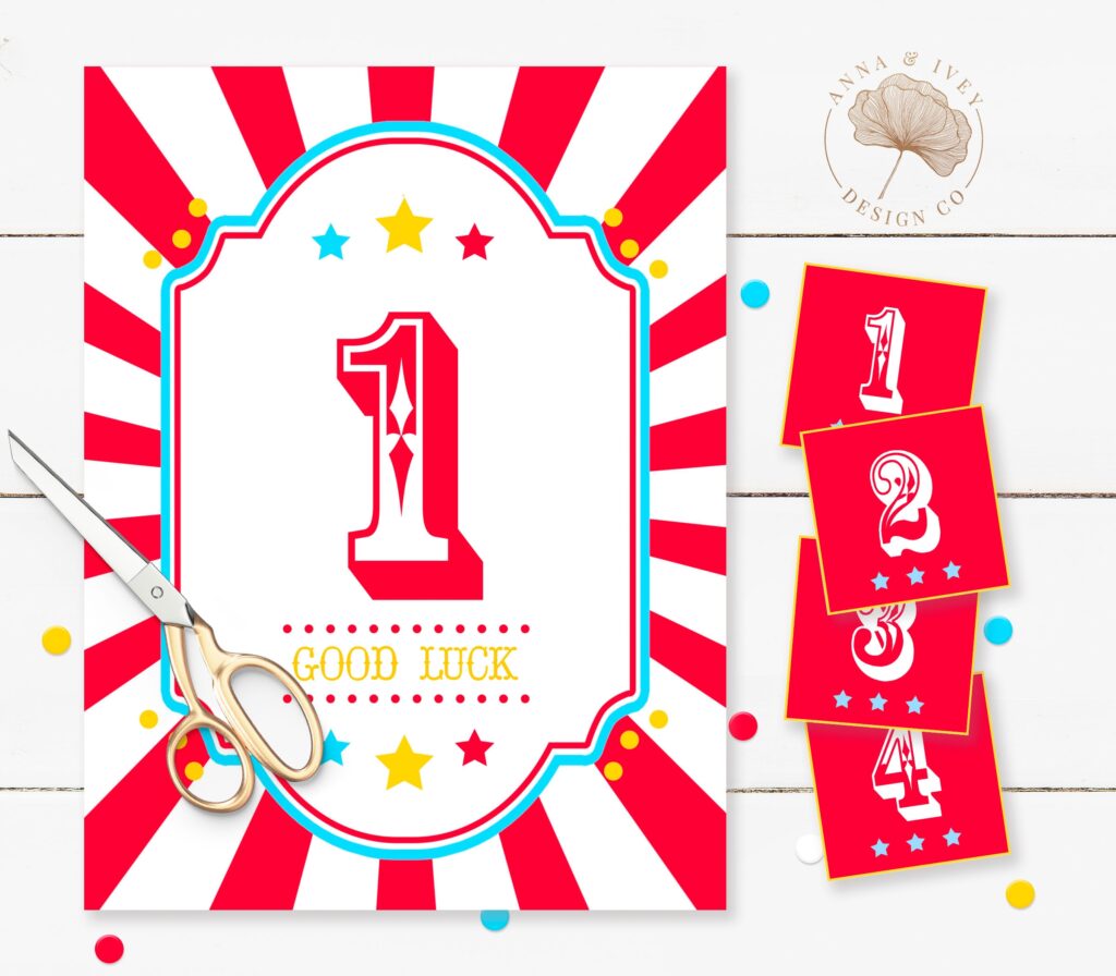 Printable Bright Red Circus Carnival Cake Walk Game Anna Ivey Design Co 