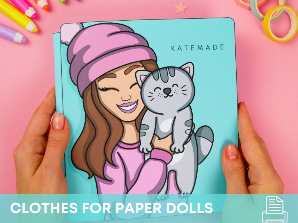 Printable Busy Book For Kids Activity Paper Doll With Cat And Etsy de