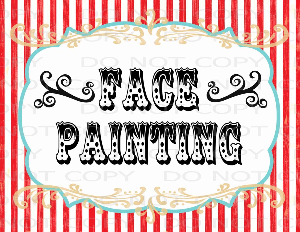 Printable DIY Vintage Circus Face Painting Station Sign Etsy de