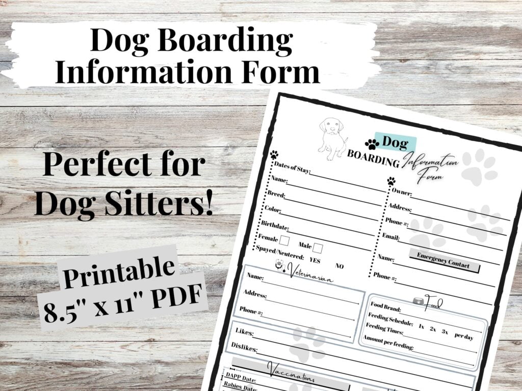 Printable Dog Boarding Forms