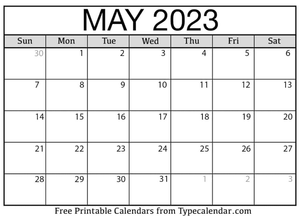 May 2023 Printable Calendar