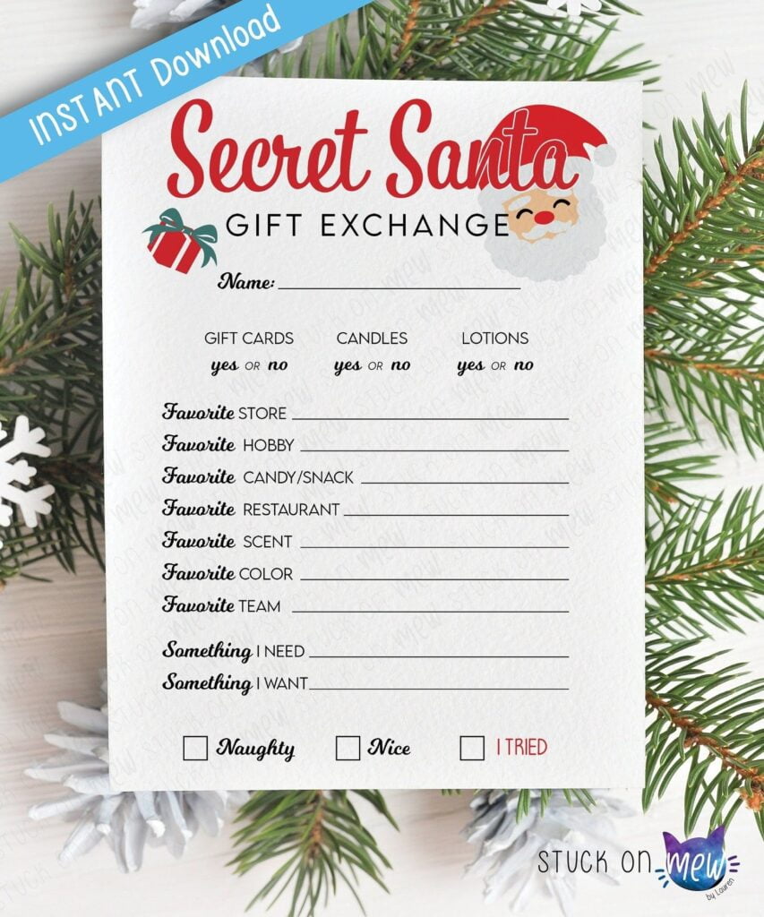 Printable Gift Exchange Template