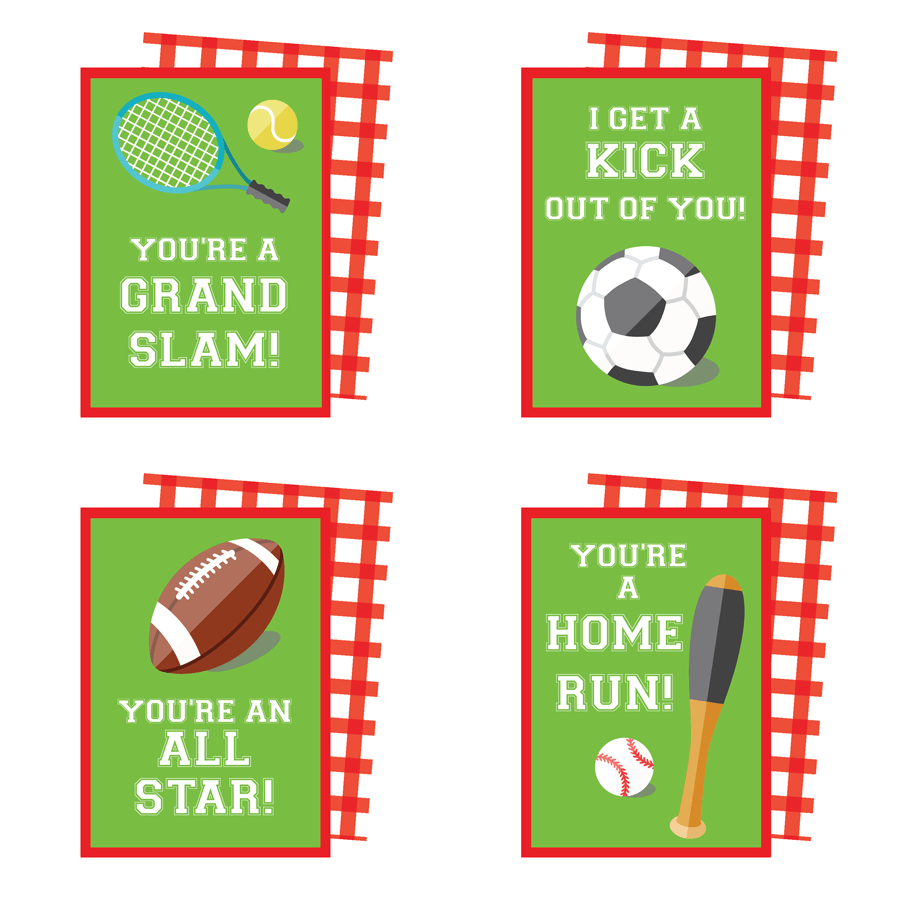 Printable Sports Valentines Cards KateOGroup