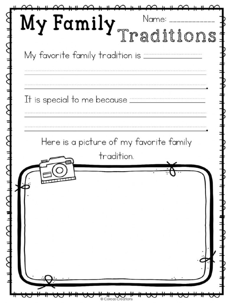 Printable Family Tradition Worksheet
