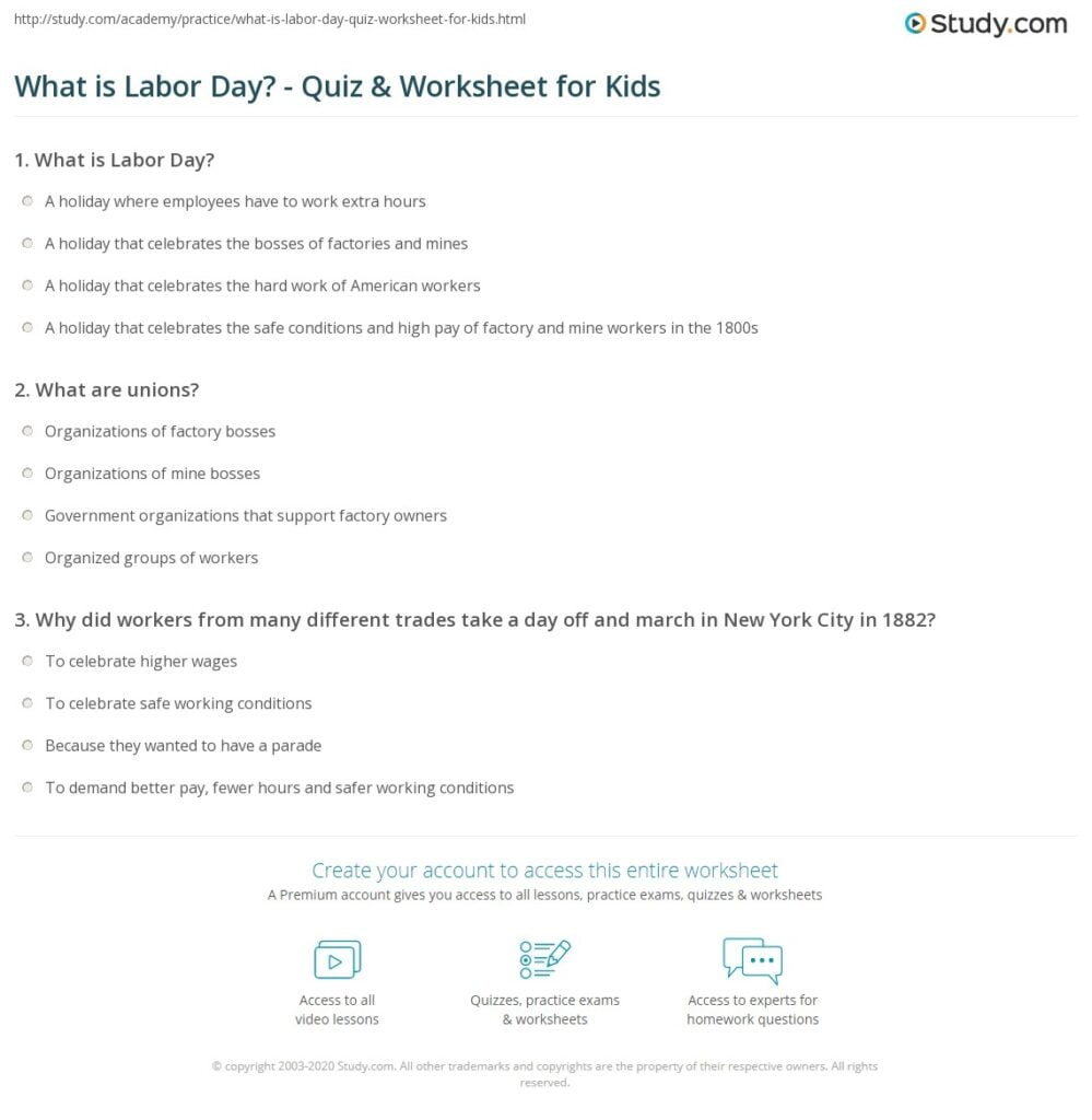 Printable Labor Day Quiz