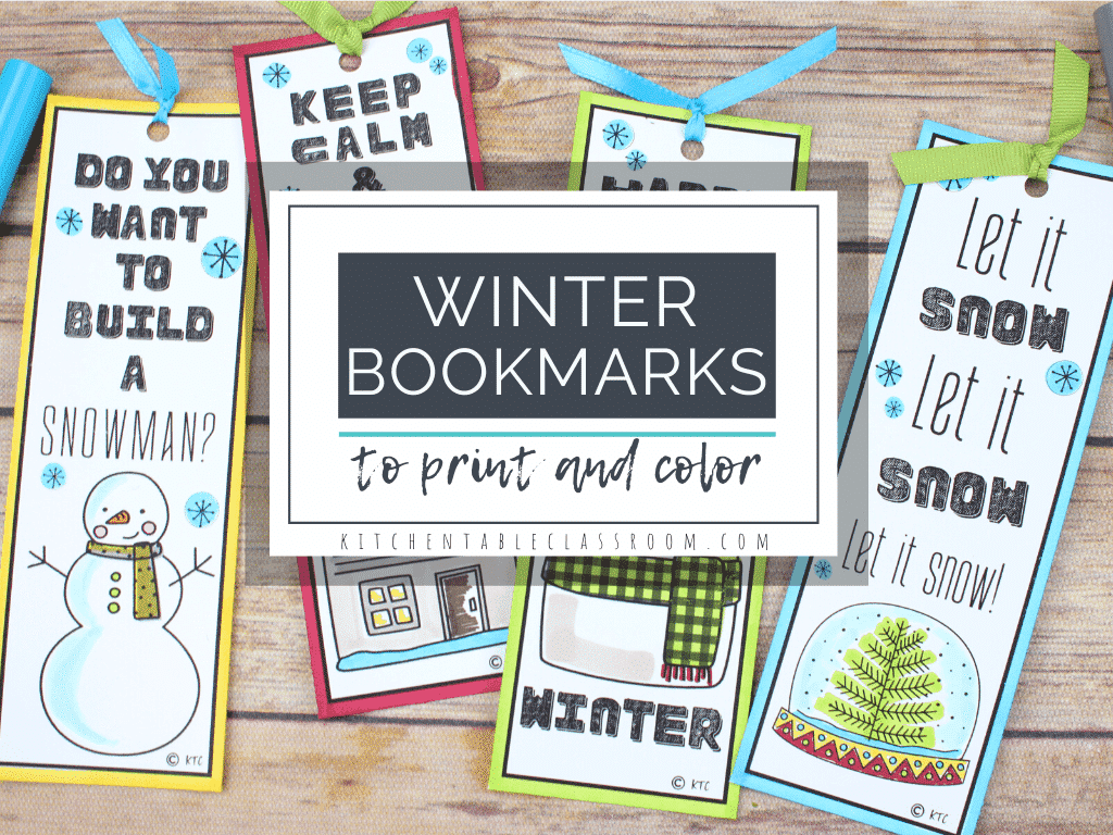 Winter Bookmarks To Print And Color The Kitchen Table Classroom