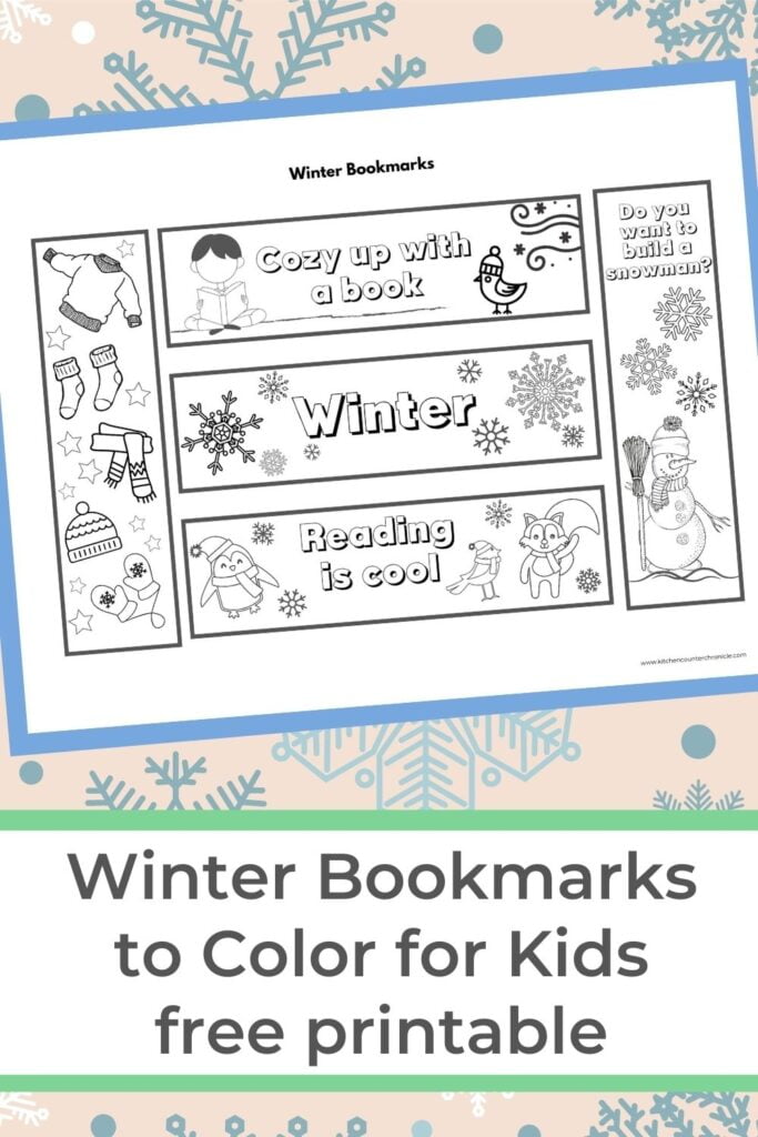 Winter Printable Bookmarks To Colour