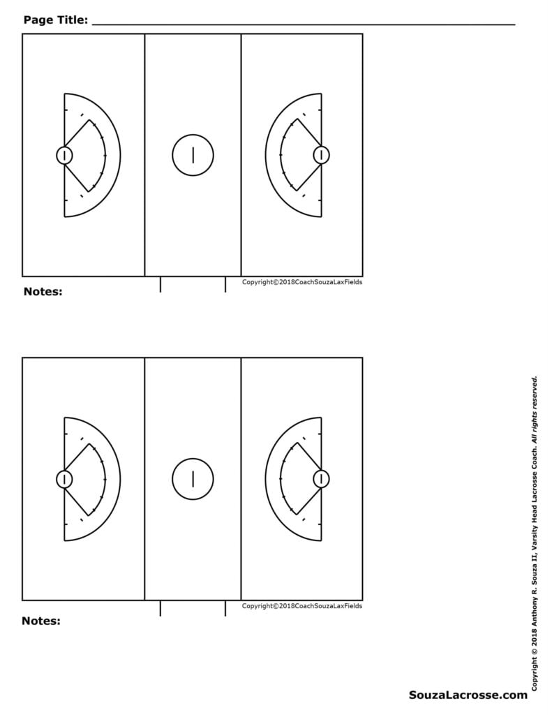 Womens Lacrosse BLANK Field Diagrams 8 5 X 11 Souza Lacrosse