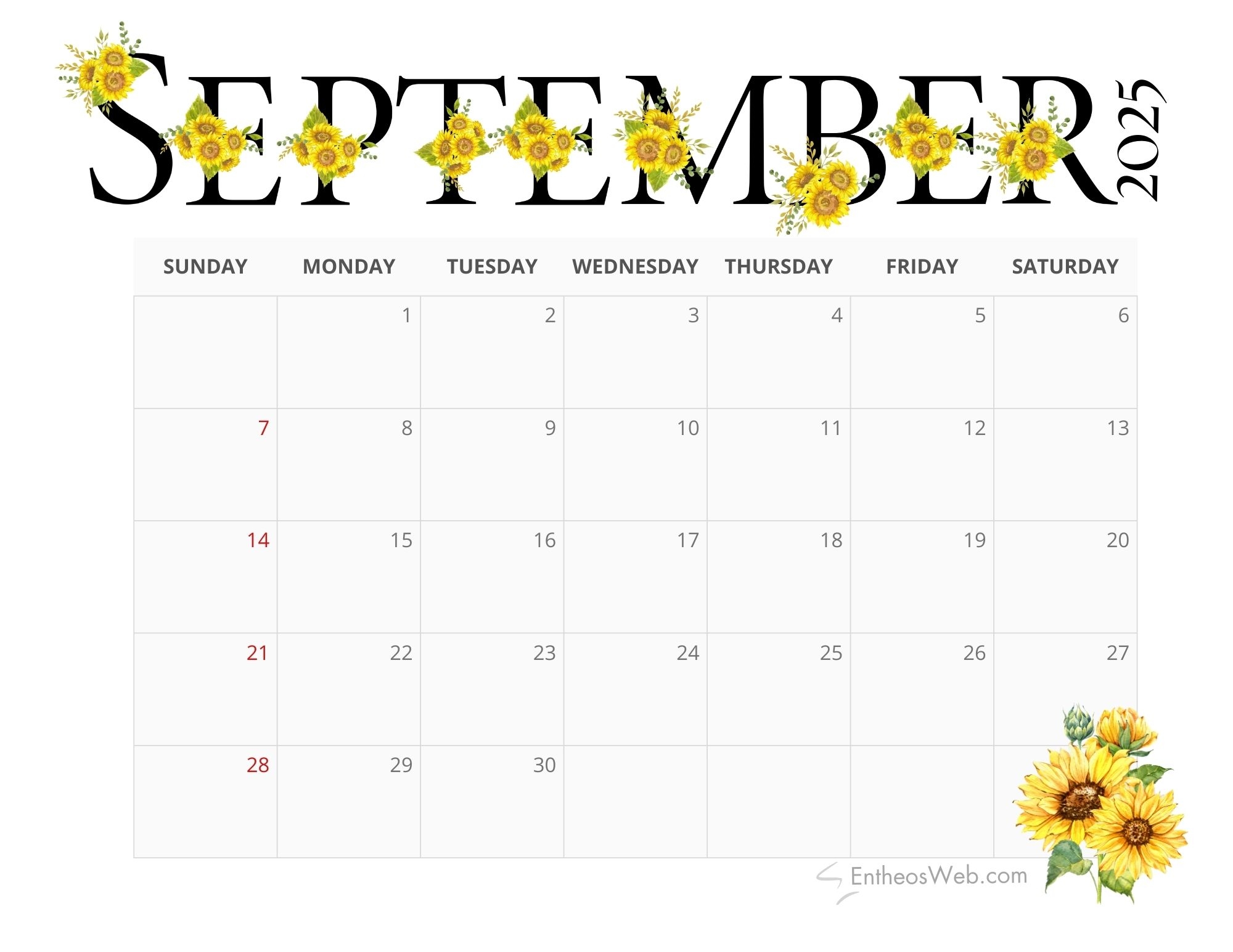100 Free September 2025 Printable Calendar Downloads EntheosWeb