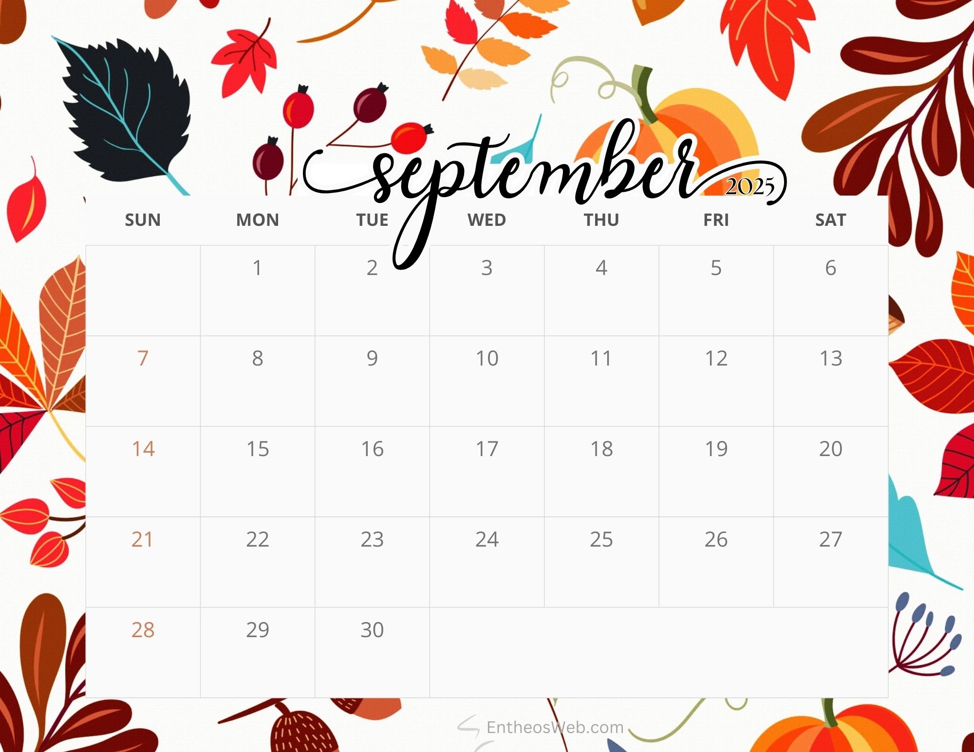 100 Free September 2025 Printable Calendar Downloads EntheosWeb