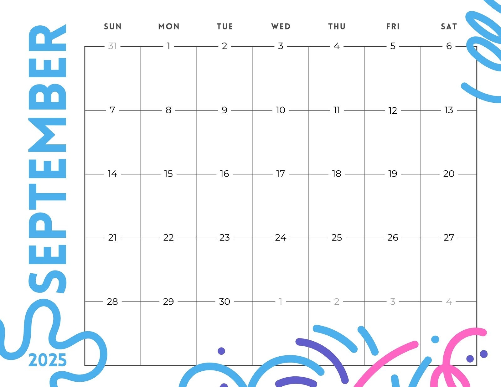 September 2025 Calendar Printable Free