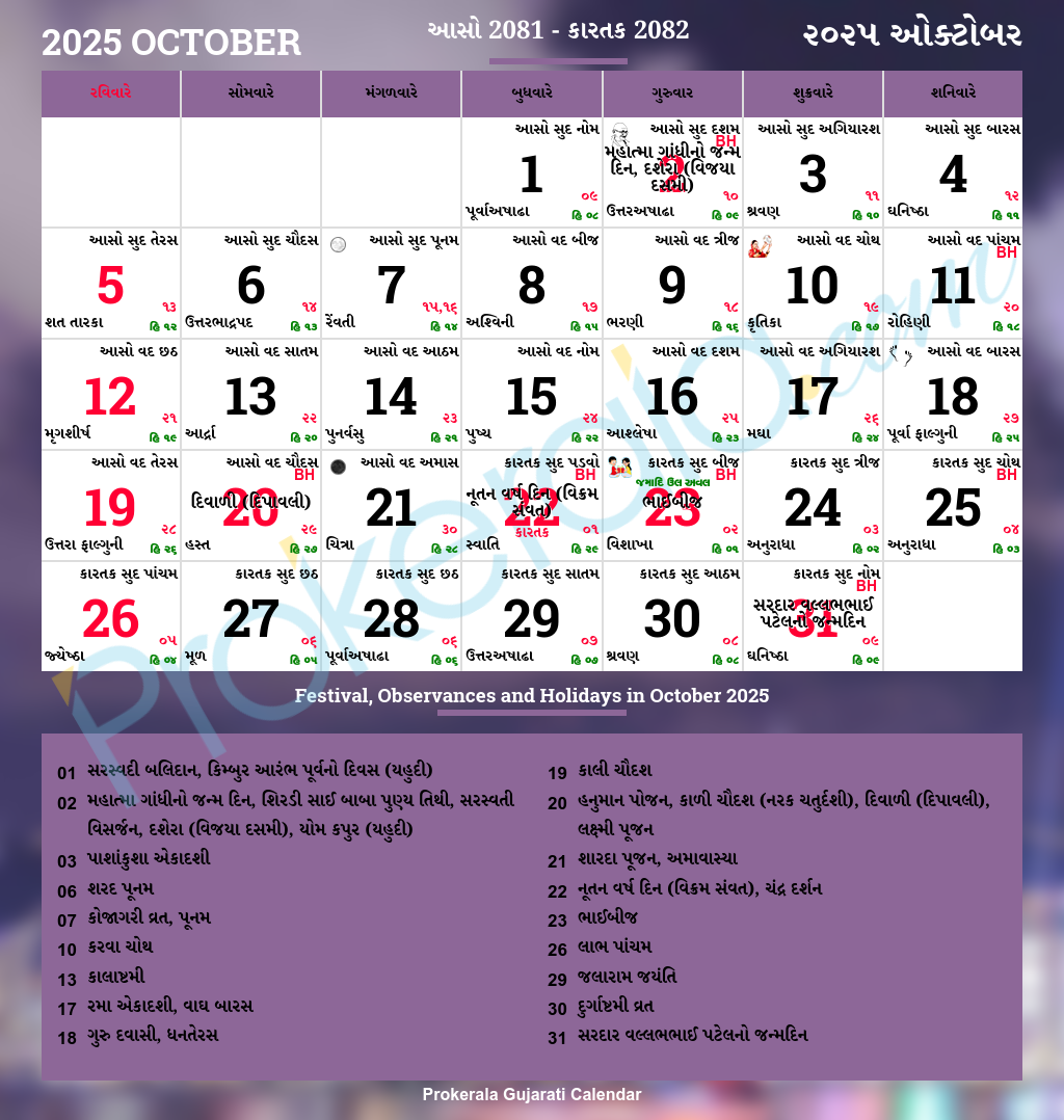 September 2025 Gujarati Calendar