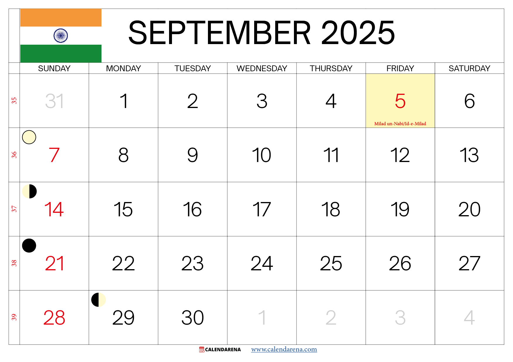 September 2025 Calendar With Holidays India