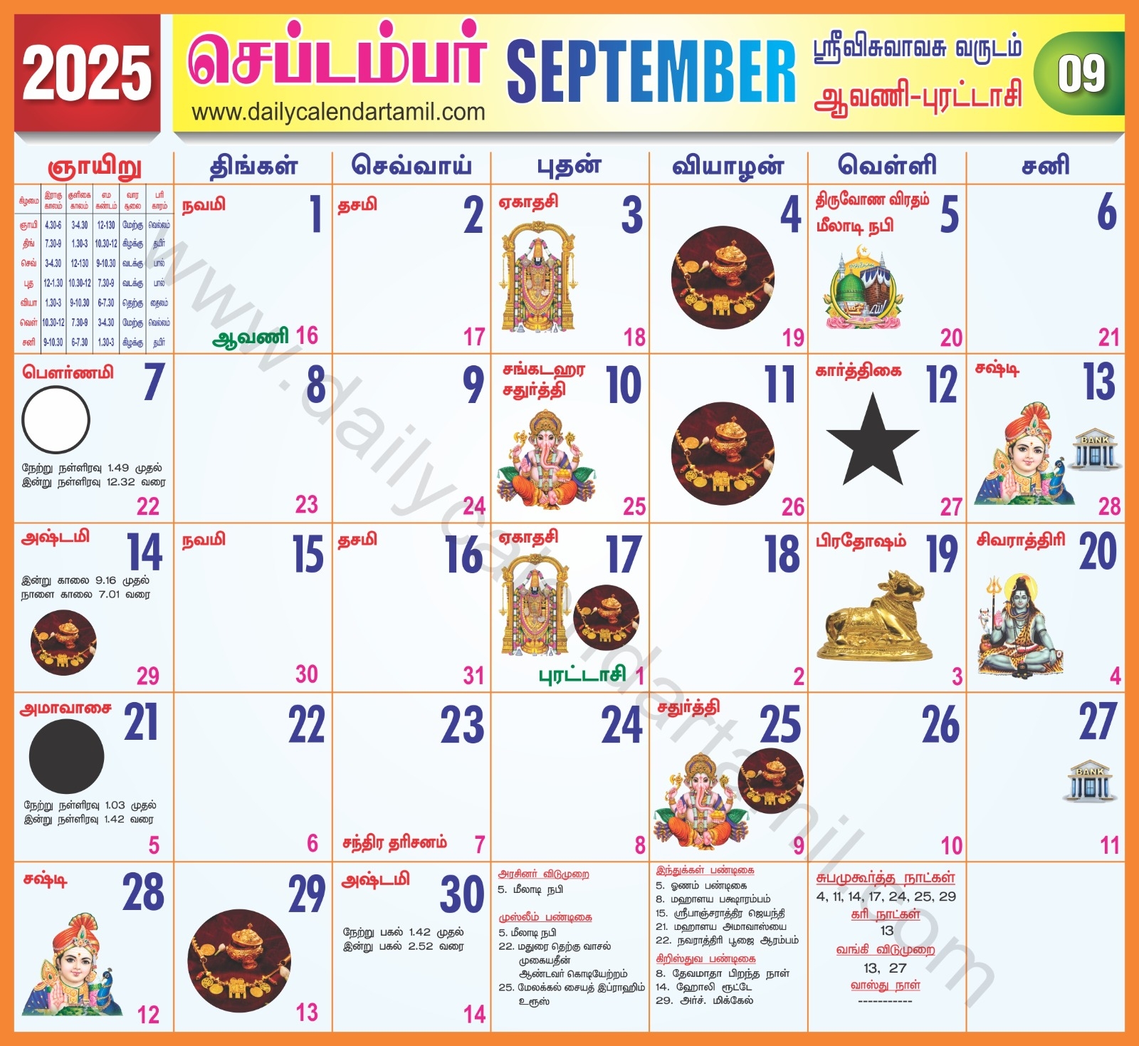 Tamil Calendar 2025 September