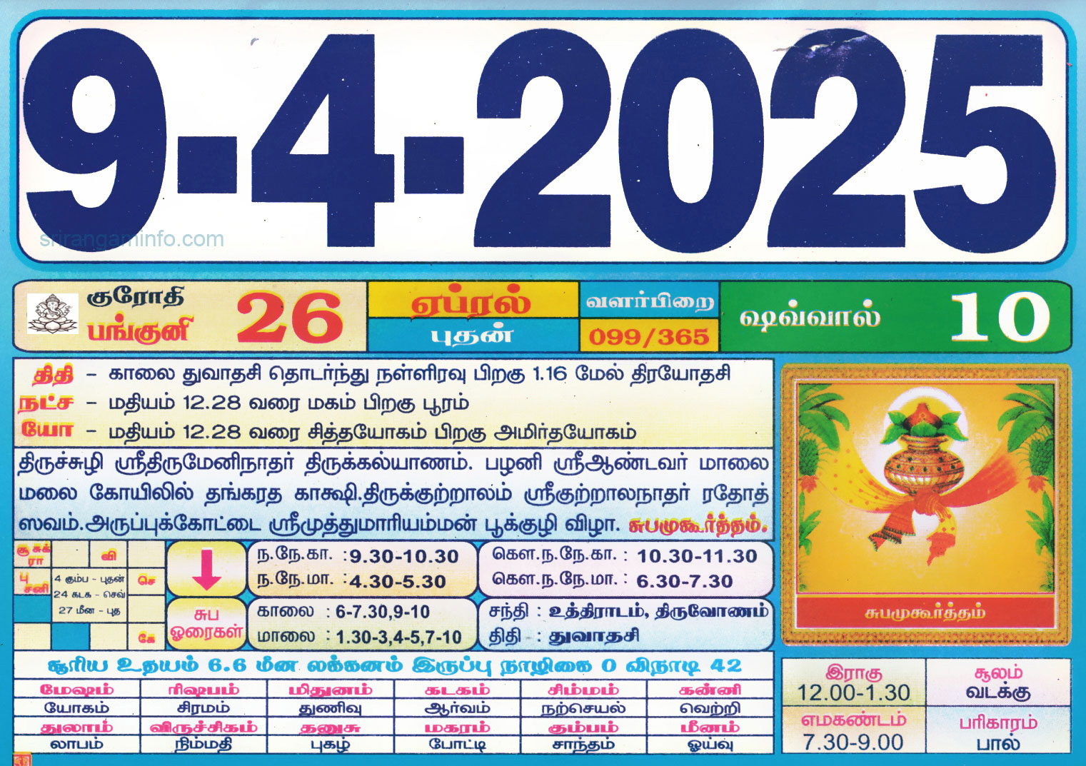 Tamil Calendar September 2025