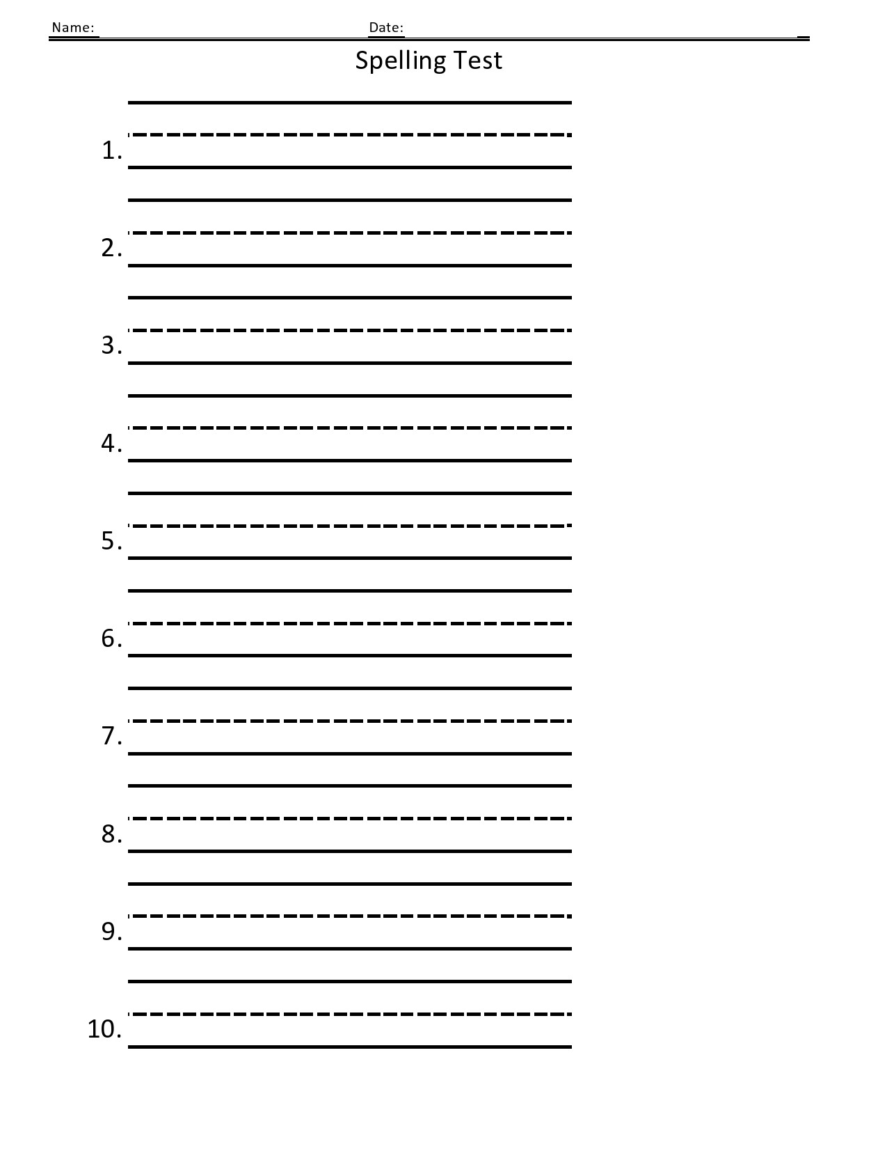 Free Printable Spelling Sheet Templates