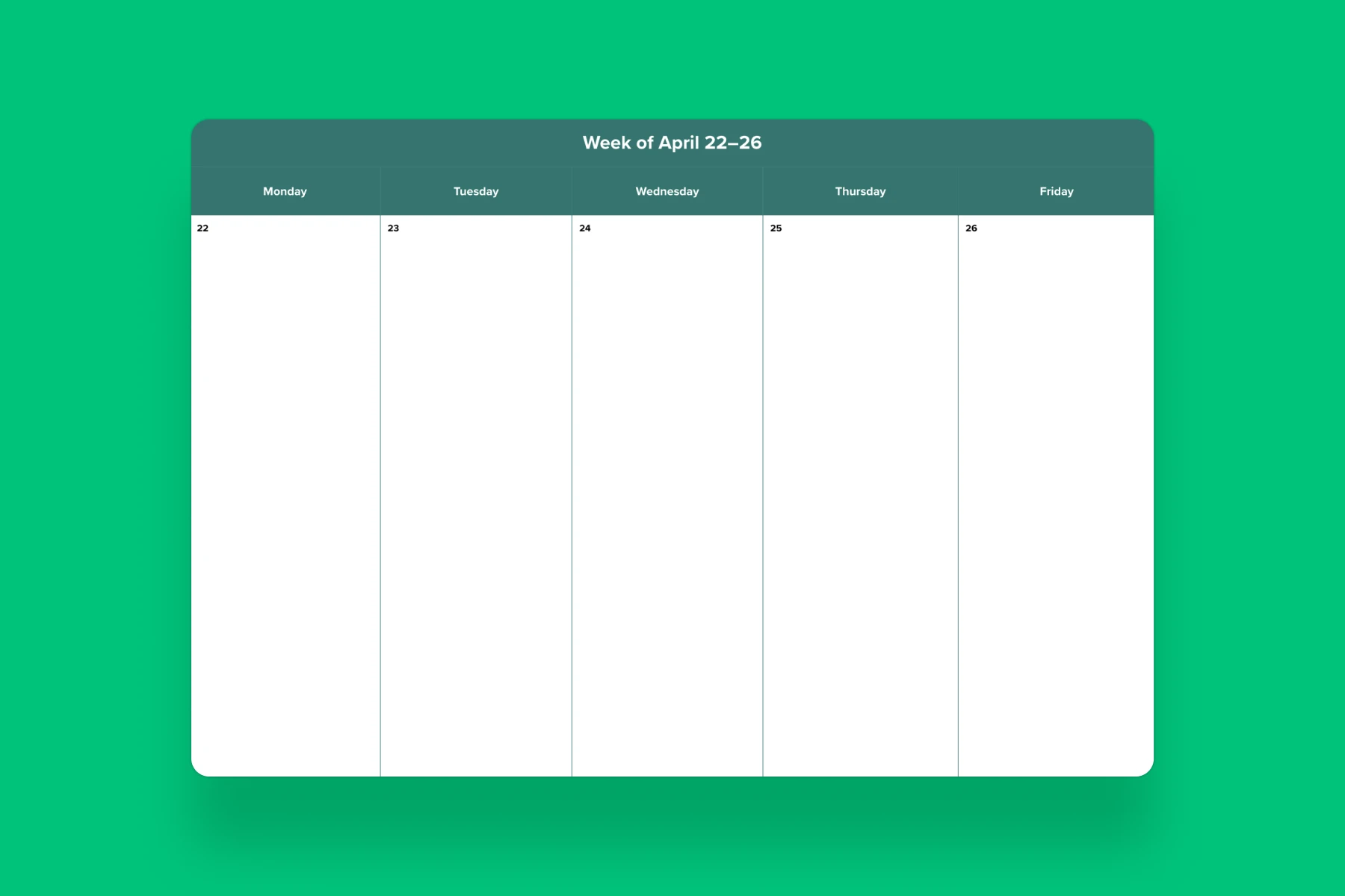 Free Printable 5 Day Schedule Templates