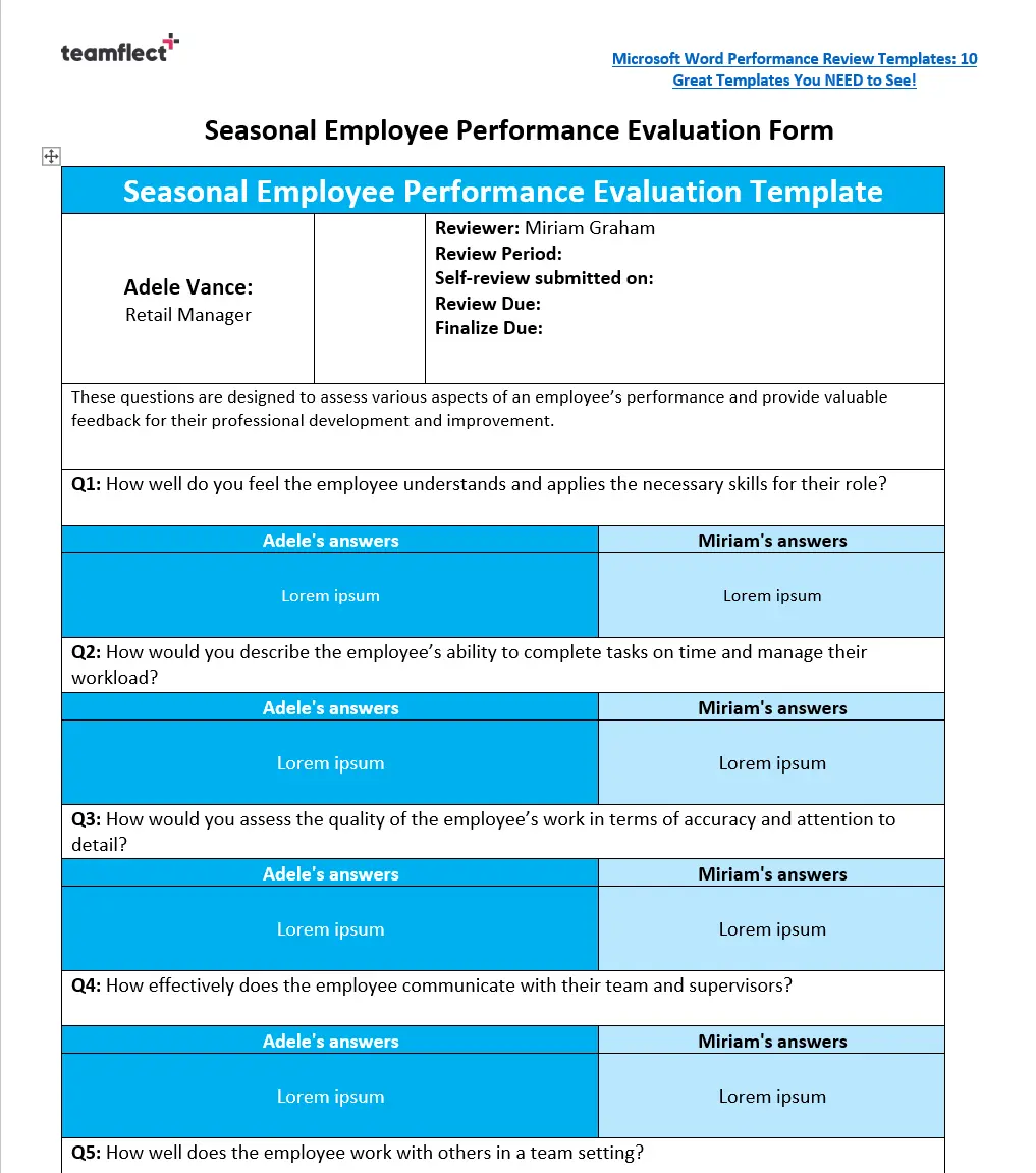 5 Free PDF Performance Review Templates To Download