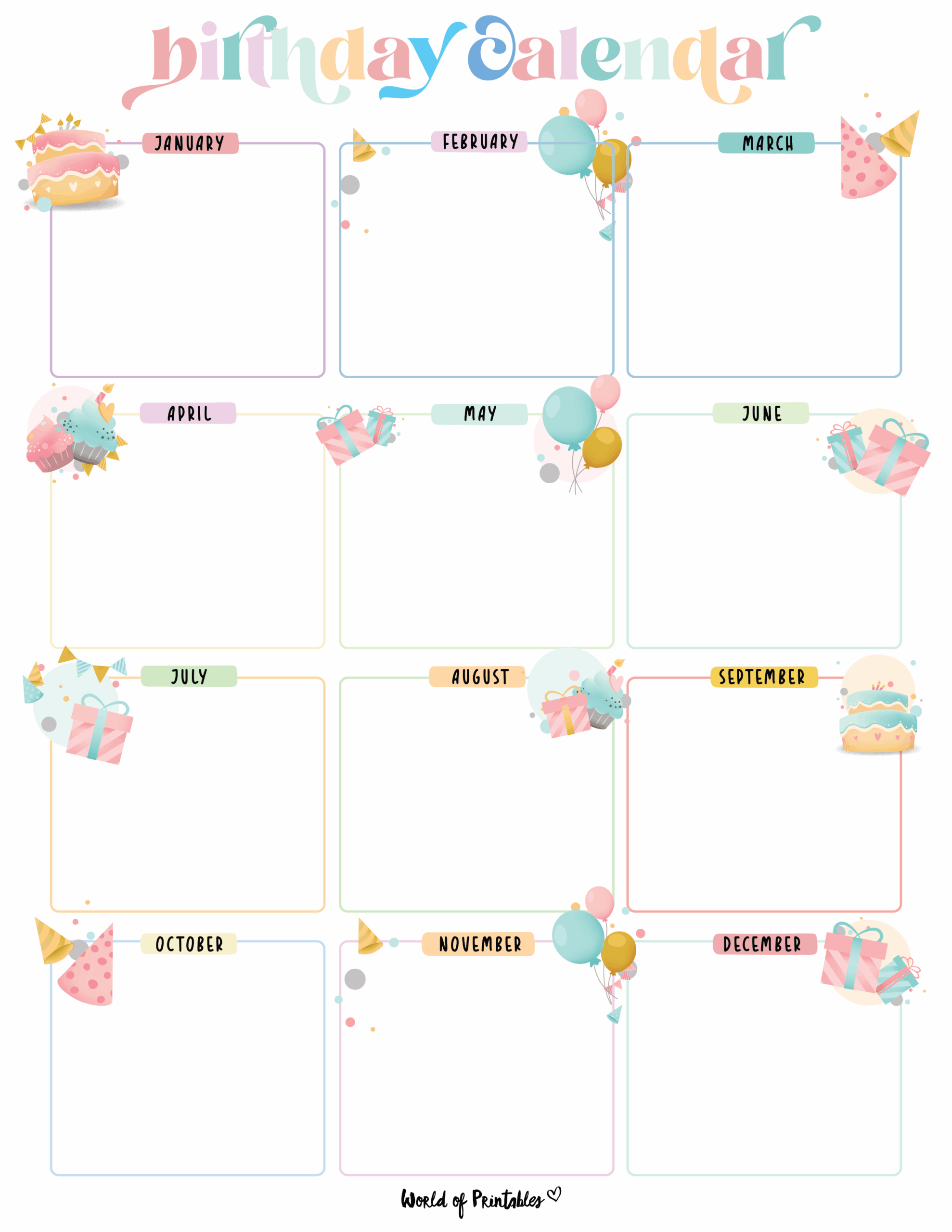 Free Printable Birthday List Templates