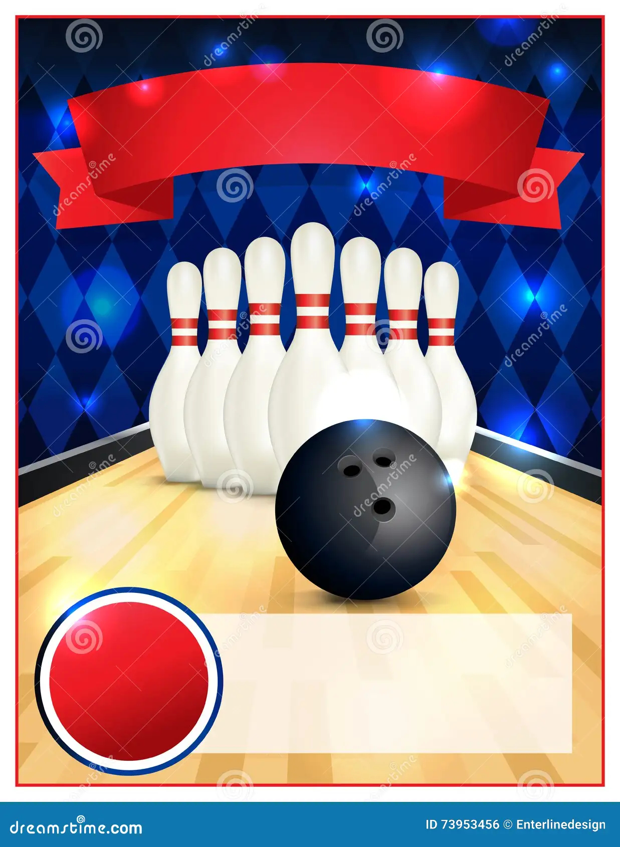 Blank Bowling Flyer Template Illustration Stock Vector Illustration Of Pins Vector 73953456
