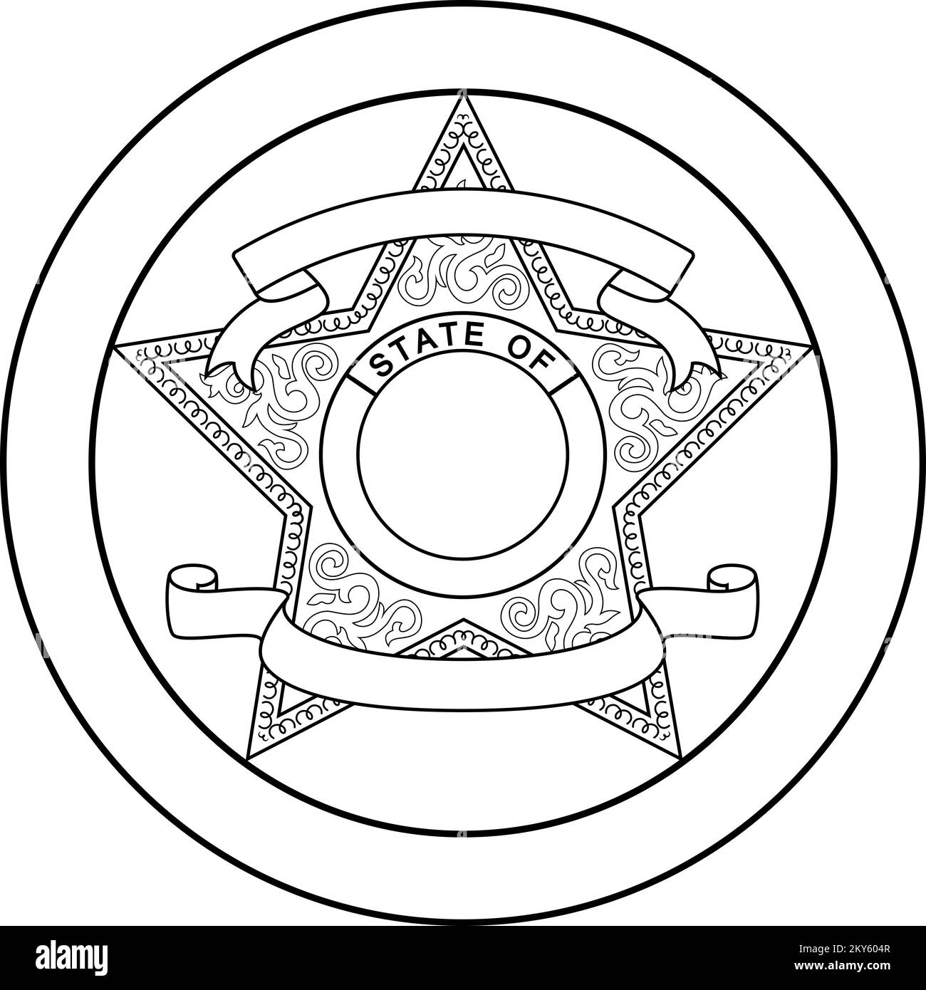 Blank Five Pointed Sheriff Star Badhe Template With Upper And Lower Banner Black Line Art File For Custom Badge With Empty Middle Area For State Seal Stock Photo Alamy