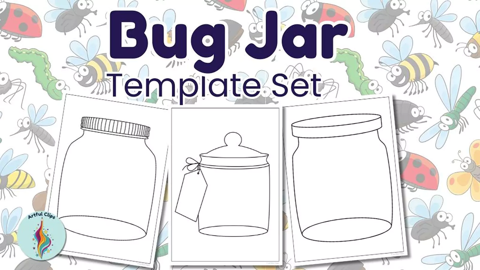 Bug Jar Template Set Printable Blank Outlines Clip Art