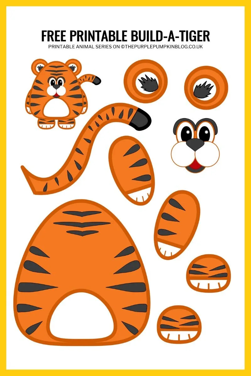 Build A Tiger Free Printable Paper Tiger Craft Template  Build A Tiger Free Printable Paper Tiger Craft Template