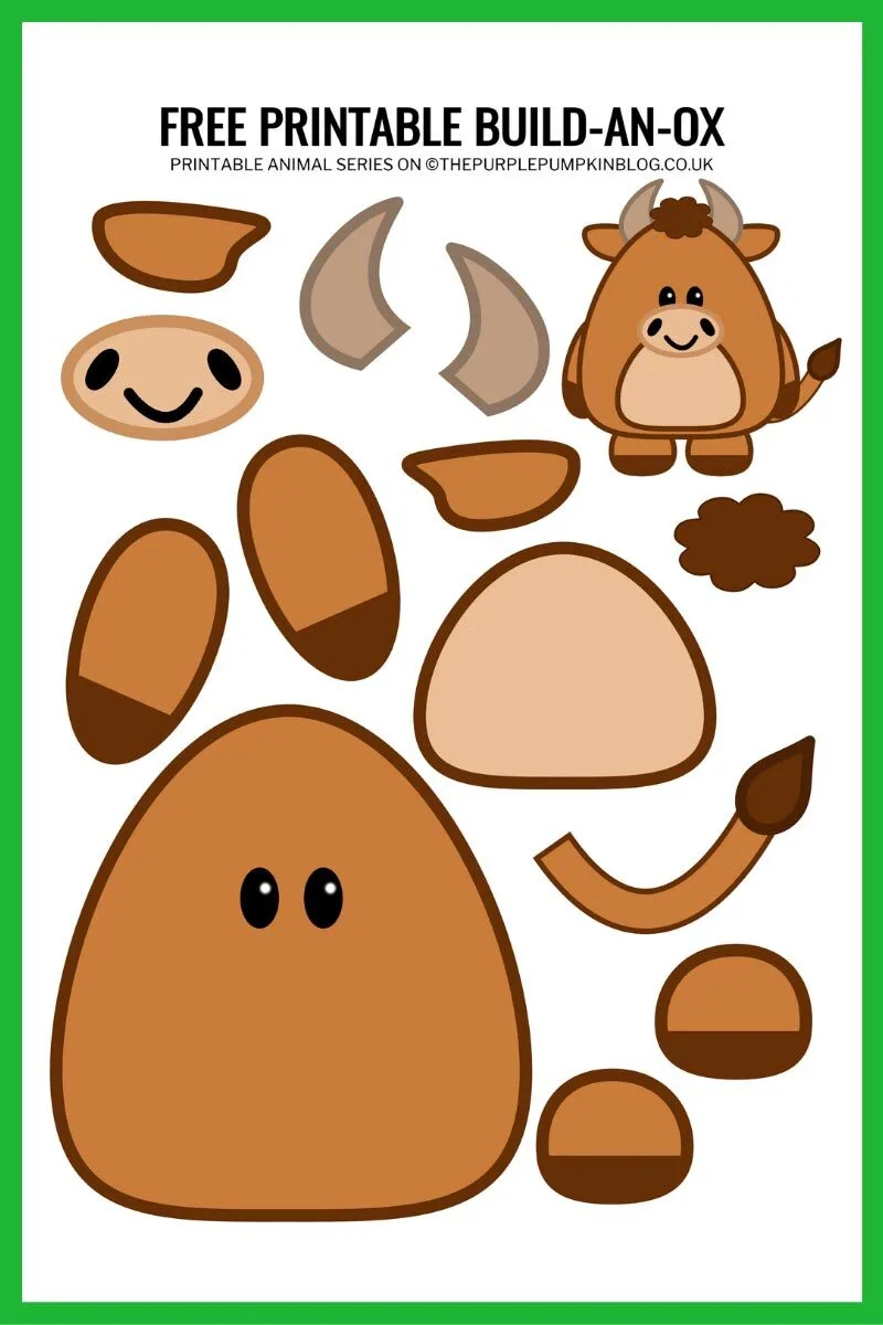 Build An Ox Free Printable Paper Ox Template Craft  Build An Ox Free Printable Paper Ox Template Craft