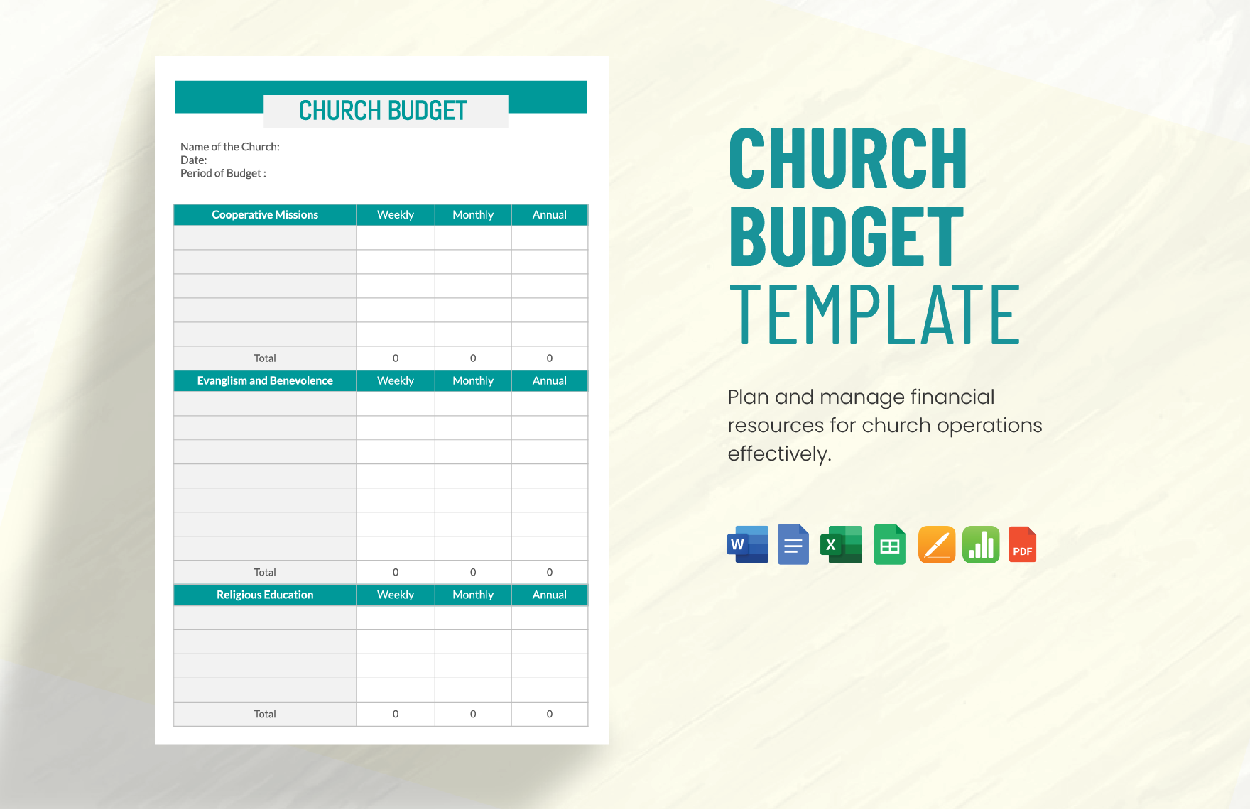 Free Printable Church Budget Templates