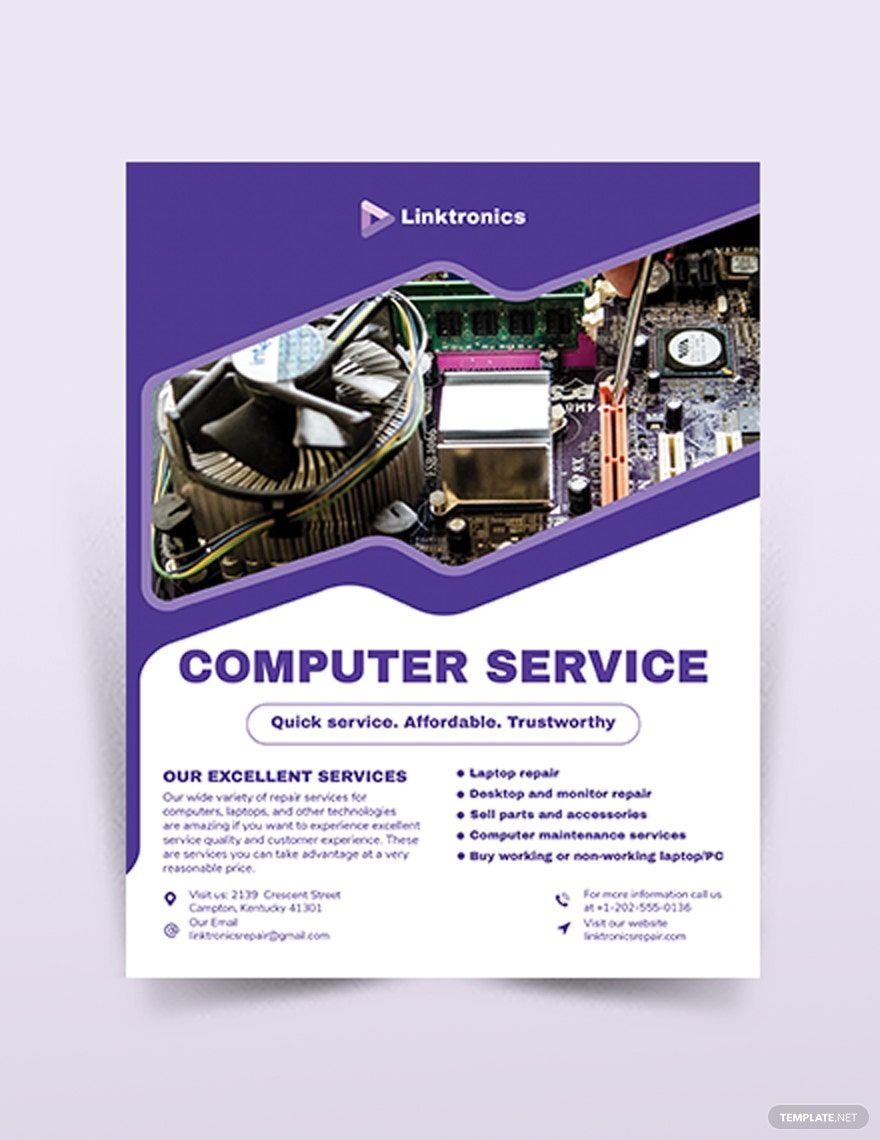 Computer Repair Services Flyer Template In Publisher Word InDesign PSD Illustrator Pages Google Docs Download Template