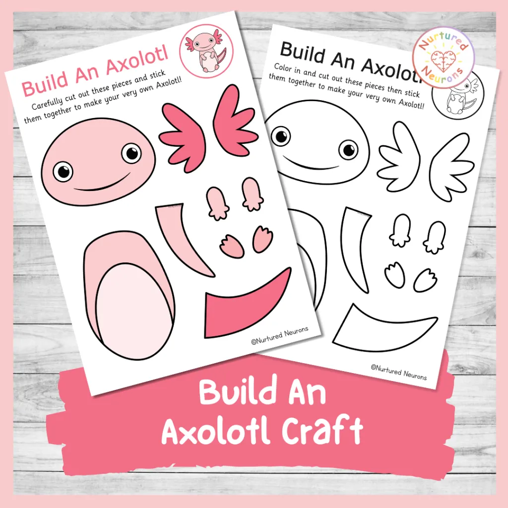 Cute Build An Axolotl Craft Cut And Paste Activity For Kids Nurtured Neurons