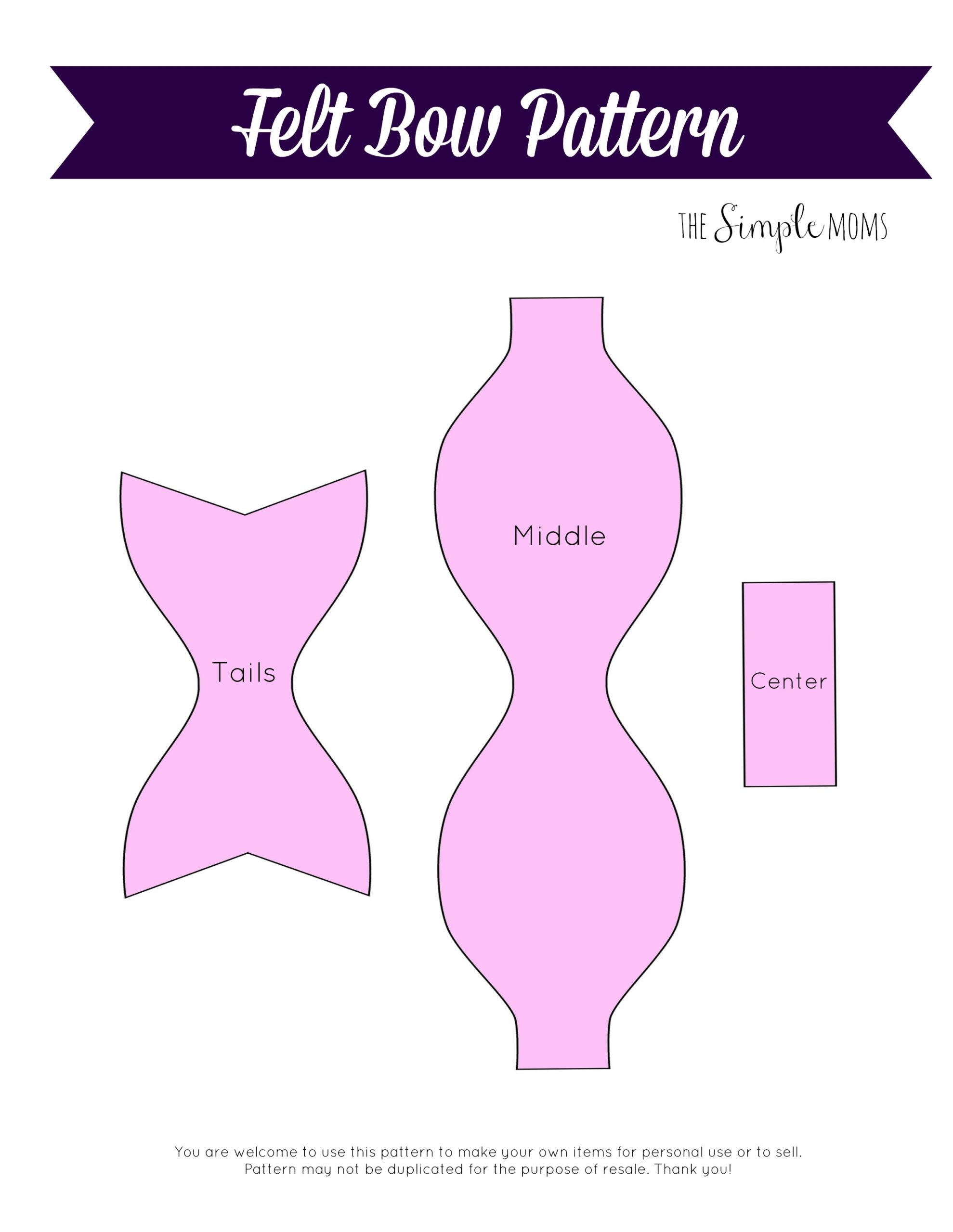 Diy Felt Bows Printable Pattern Tutorial The SIMPLE Moms Diy Felt Bows Printable Pattern Tutorial The SIMPLE Moms