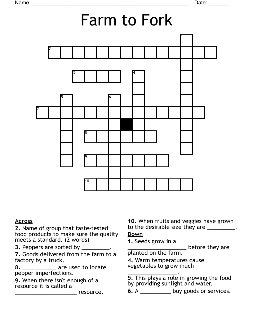 Farm To Fork Crossword WordMint Farm To Fork Crossword WordMint